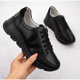 Ženske crne kožne wedge tenisice Vinceza 7918 crno 1