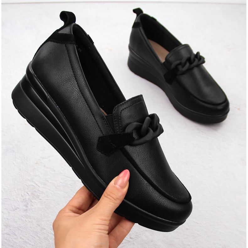 Ženske kožne cipele s lancem, crne Sergio Leone PB231-S crno 1