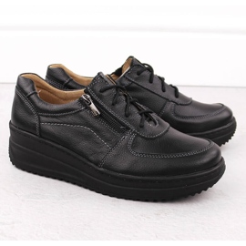 Ženske udobne crne kožne cipele Helios 419 crna 2