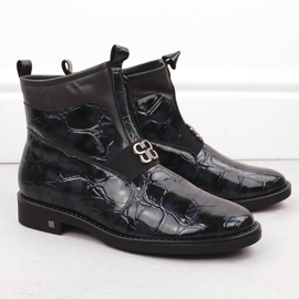 Ženske lakirane gležnjače, crne, Potocki 12544 crno 2