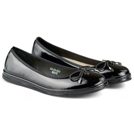 Ženske crne lakirane balerinke s kožnim uloškom, udobne ženske cipele crna 1