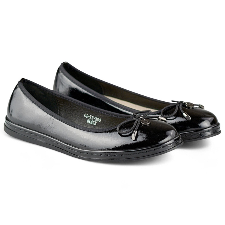 Ženske crne lakirane balerinke s kožnim uloškom, udobne ženske cipele crna 1