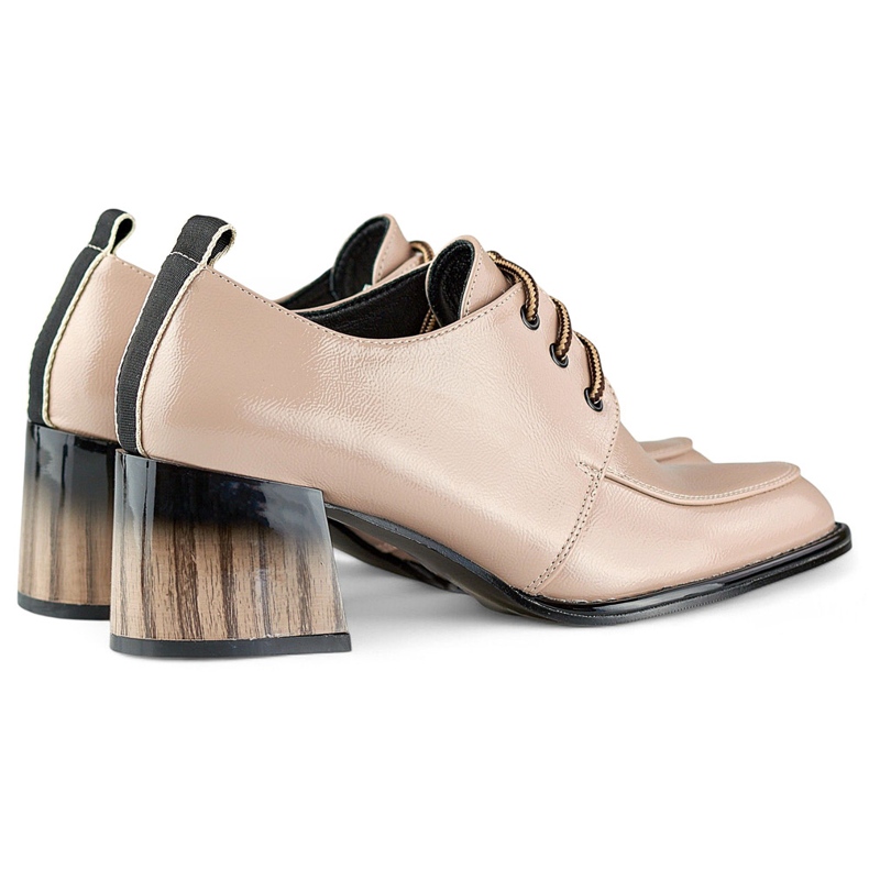 Lakirane bež gležnjače na crvenu petu, elegantne ženske cipele 1