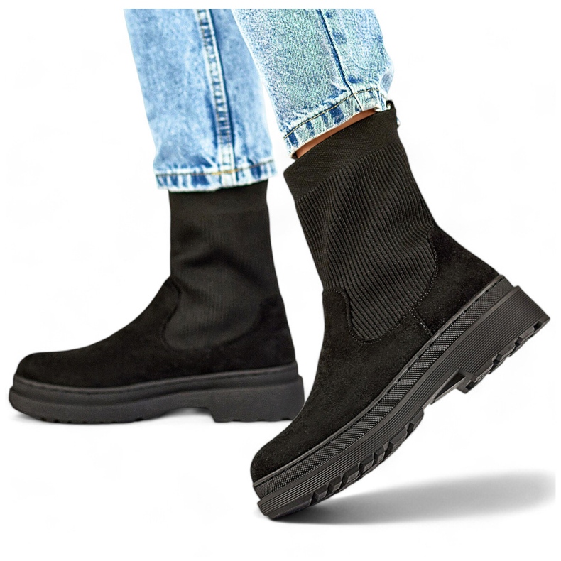 Crne klasične gležnjače s gornjim dijelom na čarapu crna 1