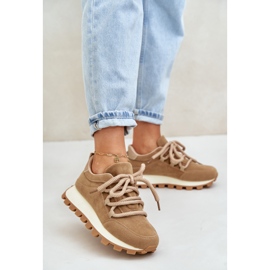 Sportska obuća Tenisice na platformu od eko brušene kože, smeđa Riadella bež 2