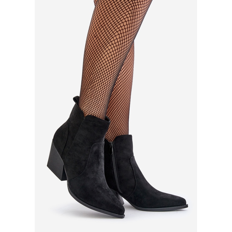 Izolirane kaubojske čizme od eko brušene kože s patentnim zatvaračem, crne Virtris crna 1