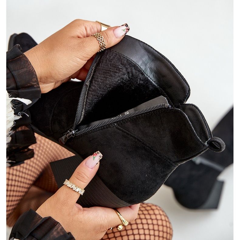 Izolirane kaubojske čizme od eko brušene kože s patentnim zatvaračem, crne Virtris crno 2