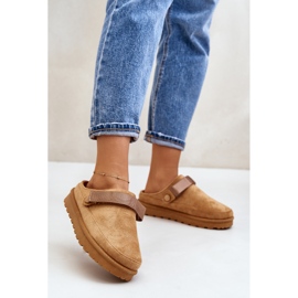 Ženske japanke s krznom na platformi Camel Azida smeđa 2