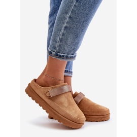 Ženske japanke s krznom na platformi Camel Azida smeđa 1