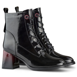 Gležnjače na vezanje, elegantne lakirane gležnjače crna 1