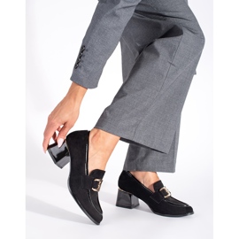 Ženske cipele od brušene kože s debelom petom crno 1