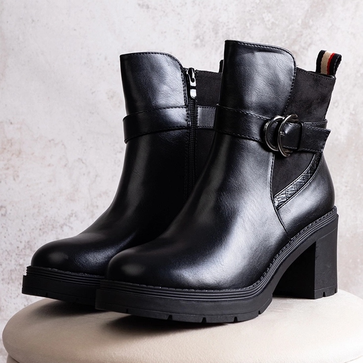 Mirka crne gležnjače na visoku petu crna 1