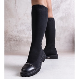 Crne čizme ukrašene Sayega cirkonima crna 1