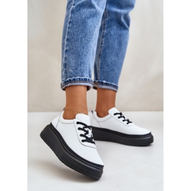 Ženska sportska obuća na platformu, prirodna koža, bijela 41470 Vinceza 2