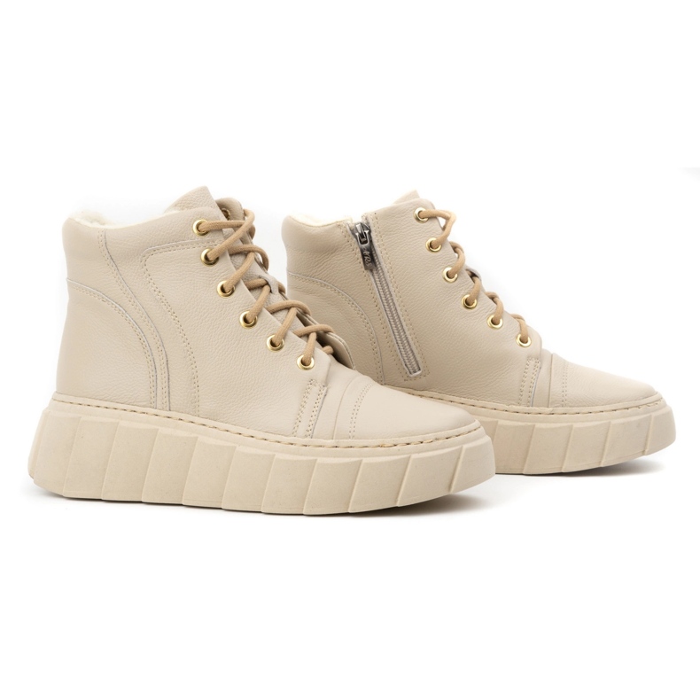 Olivier Ženske izolirane kožne zimske čizme 1179, bež 2