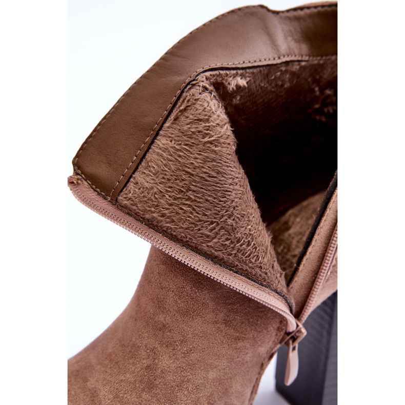 Bež čizme na visoku petu od antilopa Liani 1