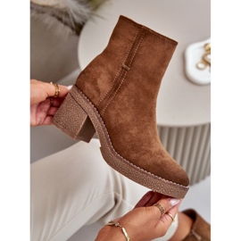 Ženske čizme na visoku petu izolirane od eko antilop kaki boje Arkesia smeđa 2