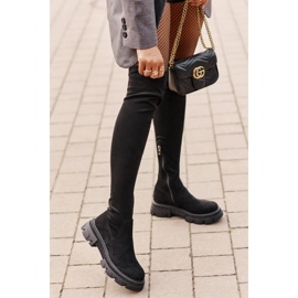 Ženske čizme iznad koljena Eco Suede Black Irithalla crna 2