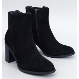 Noriega Crne gležnjače od brušene kože s visokom petom crna 1