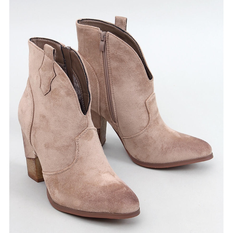 Sonett kaki kaubojske čizme na visoku petu bež 1