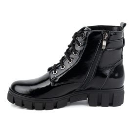 Olivier Ženske kožne čizme, izolirane, 373BB, crno lakirane crna 1