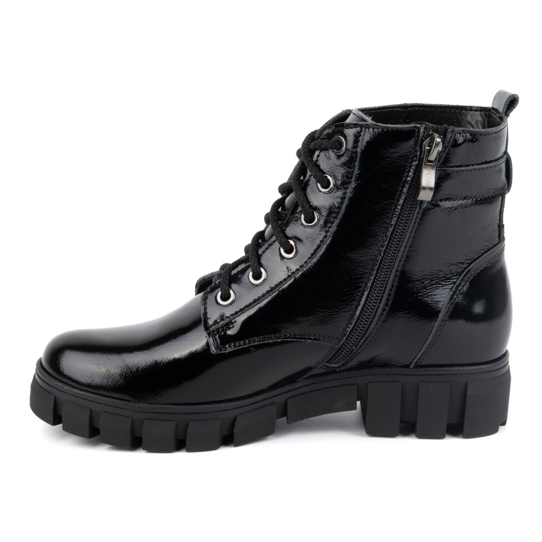 Olivier Ženske kožne čizme, izolirane, 373BB, crno lakirane crna 1