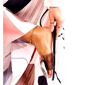 Ženska guma lepršaju s lukom i crno sivim cirkonima siva 4