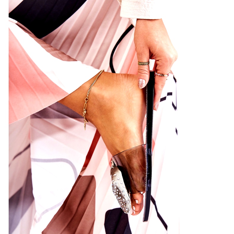 Ženska guma lepršaju s lukom i crno sivim cirkonima siva 4