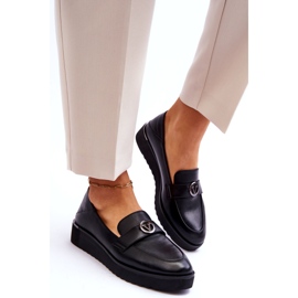 Ženske Vinceza kožne mokasine s niskim klinom, crne crno 3