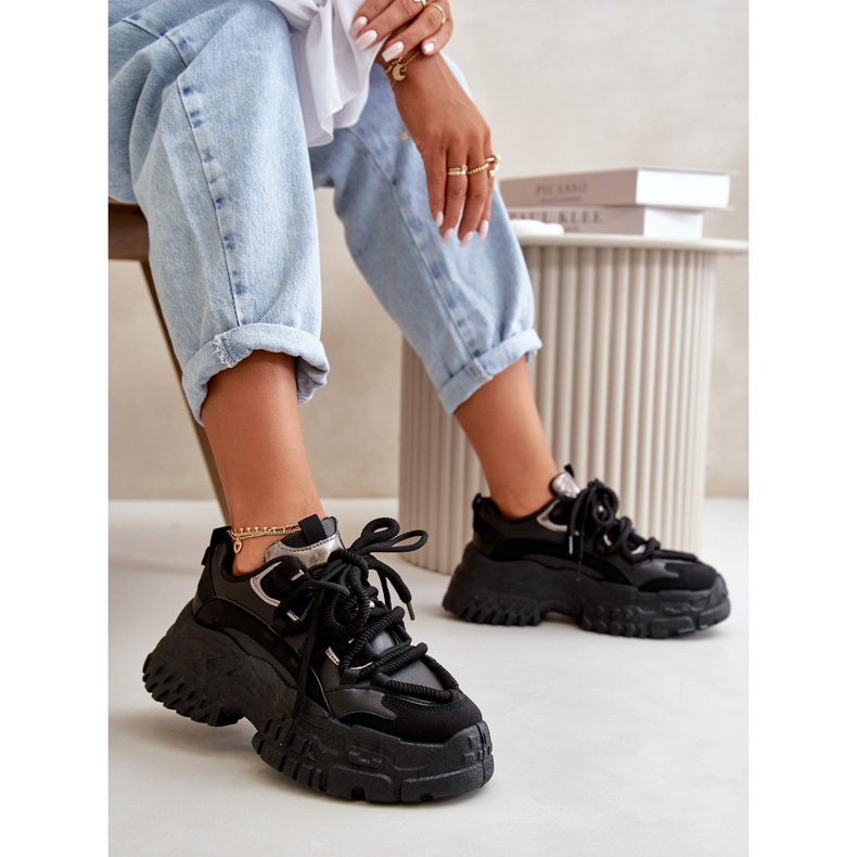 Ženske sportske tenisice na masivnom crnoj potplati crna 1