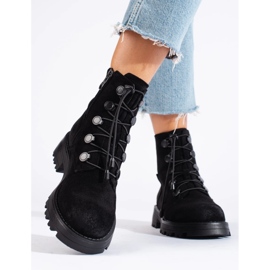 Ženske crne gležnjače od brušene kože crna 1