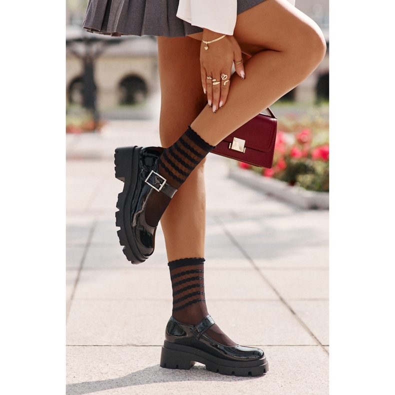 Ženske lakirane cipele s kopčom, Black Plikuria crno 2