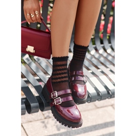 Ženske cipele s remenima Lakirane bordo Terione crvena 2