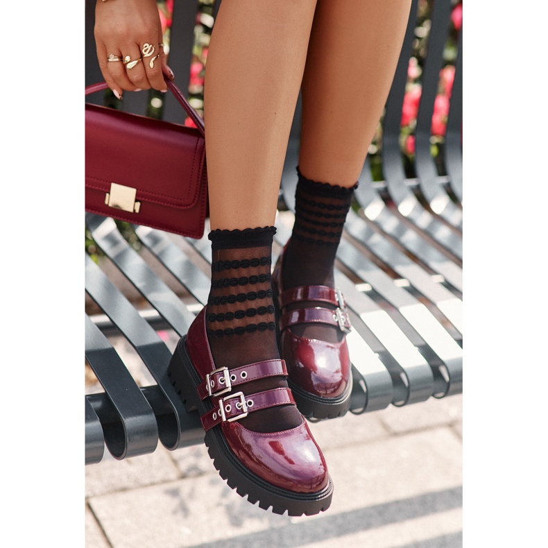 Ženske cipele s remenima Lakirane bordo Terione crvena 2