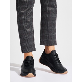 Sergio Leone Ženske kožne crne sportske cipele crno 1