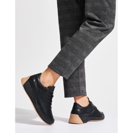 Sergio Leone Ženske kožne crne sportske cipele crno 2