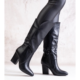 Crne čizme na visoku petu od Amare eko kože crno 2