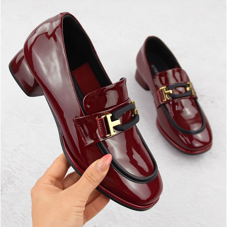 Ženske kožne lords cipele, bordo, Artiker 55C0103 crvena 1