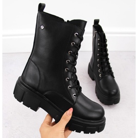 Crne kožne ženske radničke čizme Filippo DBT4759 crno 1