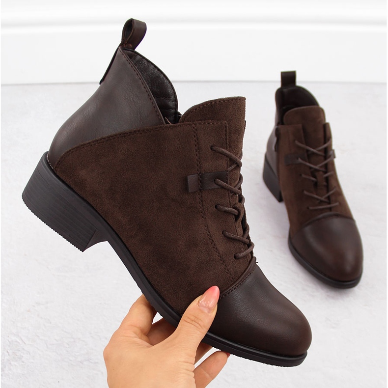 M. DASZYŃSKI Ženske smeđe izolirane gležnjače od brušene kože M.Daszyński MR2458-7 smeđa 1