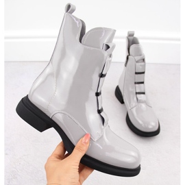 Ženske lakirane gležnjače, sive Vinceza 66678 siva 1