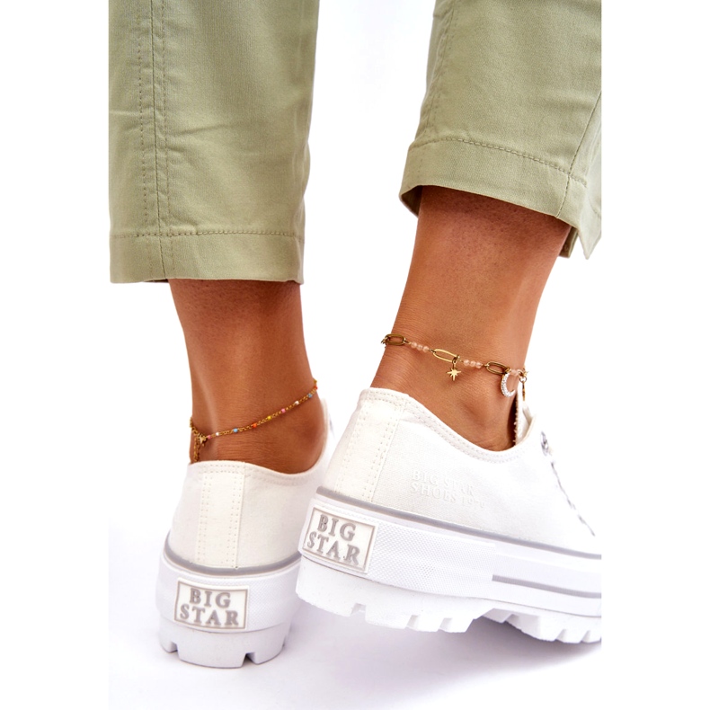 Tenisice s platformom od tkanine Big Star LL274150 Bijele bijela 3