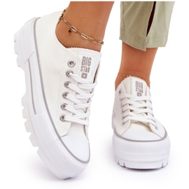 Tenisice s platformom od tkanine Big Star LL274150 Bijele bijela 4