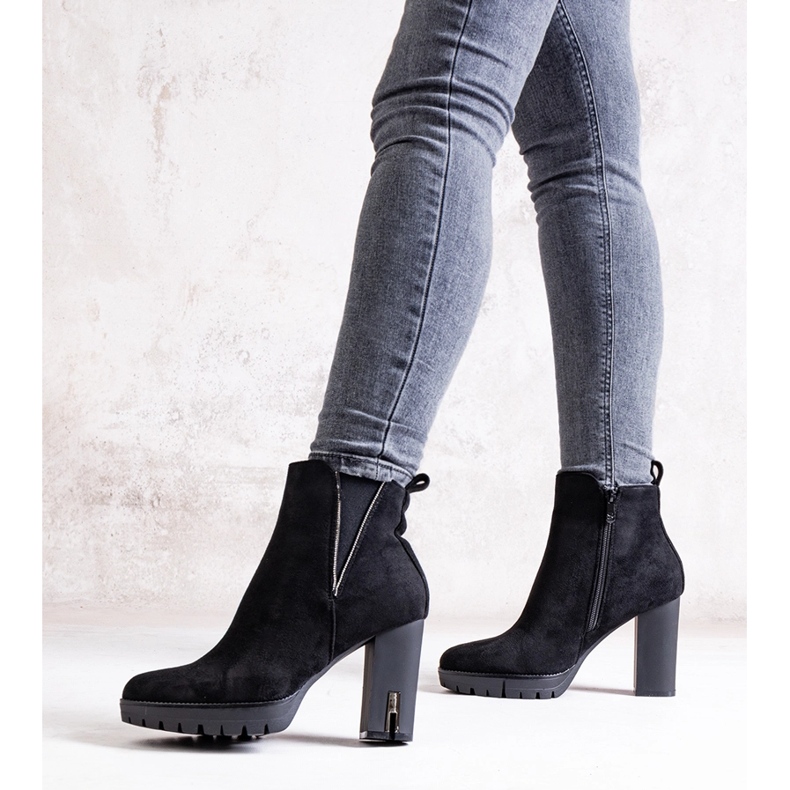 Hayet crne gležnjače na visoku petu s kubičnim cirkonima crna 1