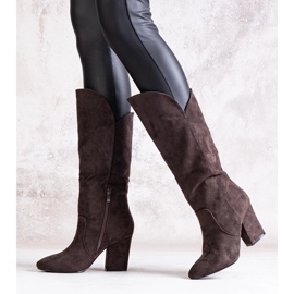 Smeđe Amare čizme na visoku petu smeđa 1