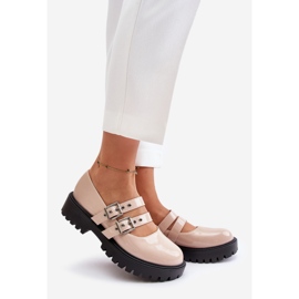 Ženske cipele s lakiranim bež remenima Terione 1