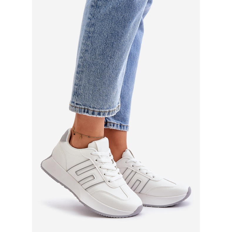 Ženske tenisice, sportske cipele na platformu, bijele i sive Thari bijela 1