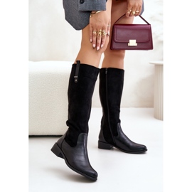 Jezzi Ženske izolirane čizme preko koljena s patentnim zatvaračem crne Ivasira crno 2