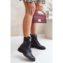 Zazoo 2955 Patent Worker gležnjače sa zlatnim detaljem na jeziku, crne crna 2