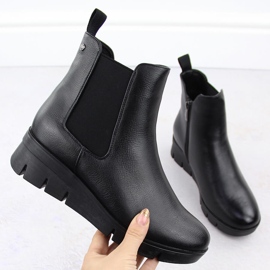 Ženske gležnjače s klinom, crne Potocki 12433 crno 1